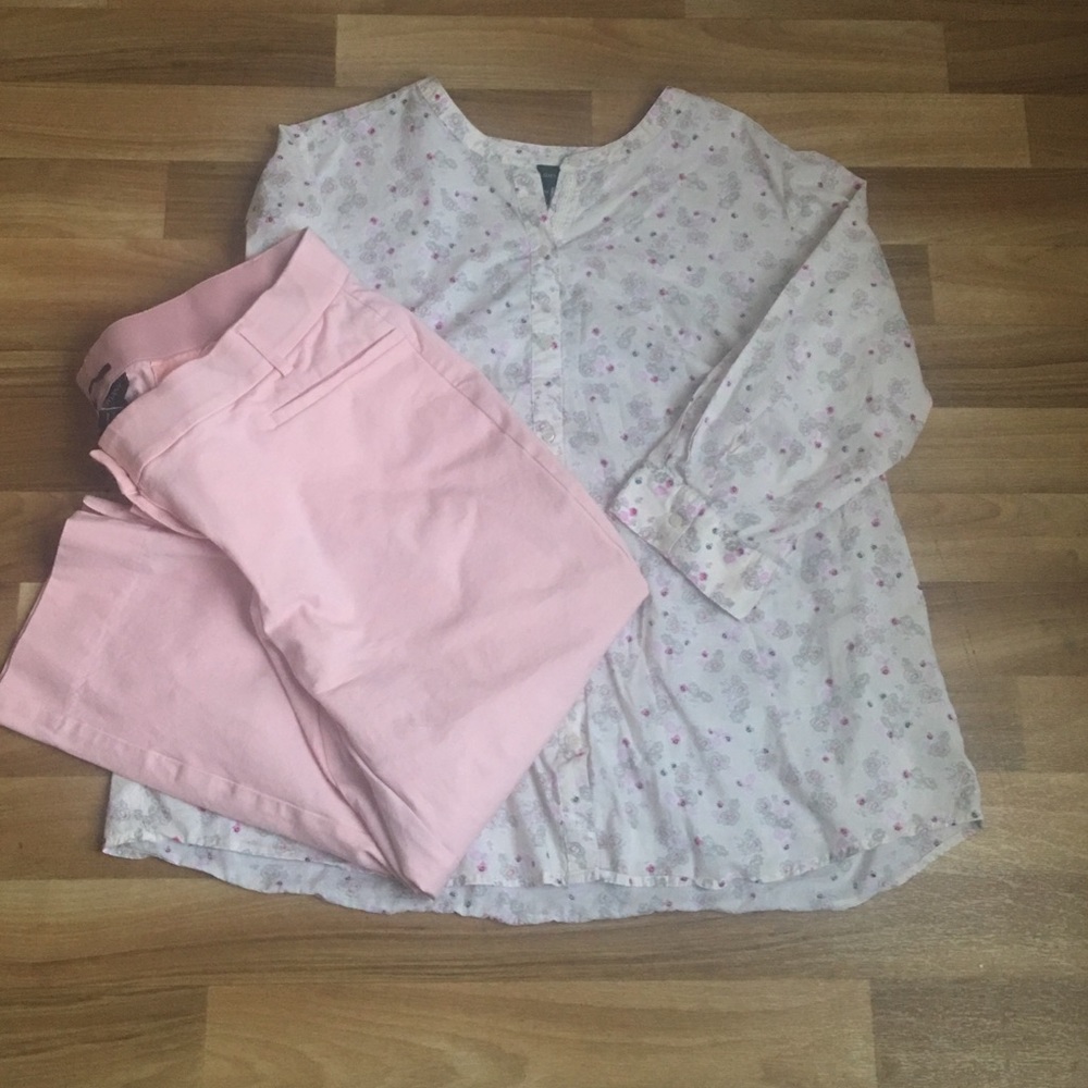 Lane Bryant Cotton Crop Pant and Matching Blouse